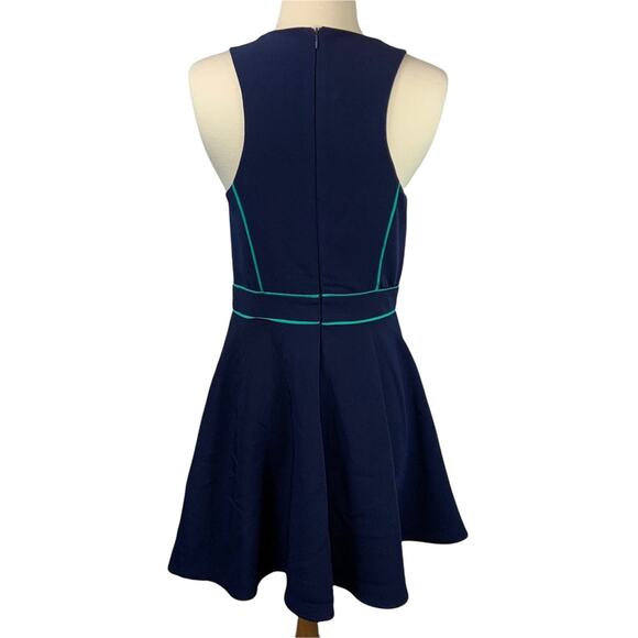 Adelyn Rae Navy Blue Green Ruffled Mini Dress Size Small - Picture 4 of 6